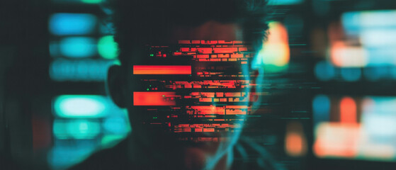 Glitch effect showcasing digital breakdown and distortion in a technological context