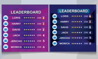 creative leaderboard design, game leaderboard vector. abstract colorful game leaderboard
