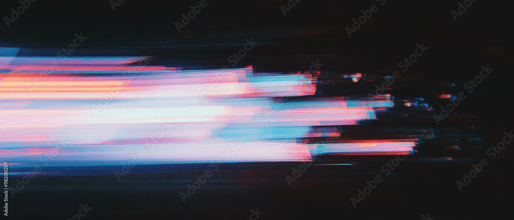 Poster Distorted digital artifacts create vibrant fragments of color and light patterns