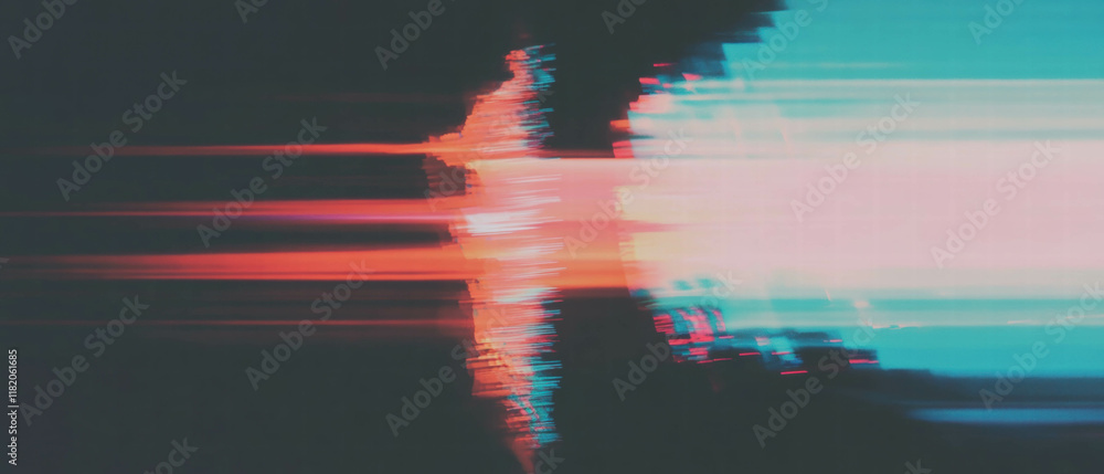 Poster digital distortion of letters creates an abstract representation of glitch art aesthetics