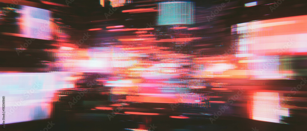 Poster Glitch texture featuring distorted patterns and abstract digital noise
