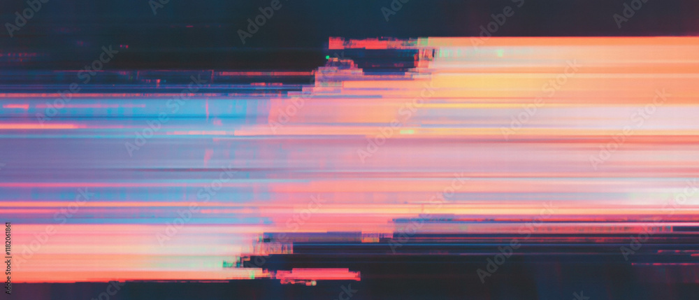 Fototapete glitch texture creating distorted patterns with vibrant digital noise effects