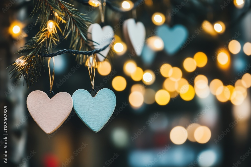 Poster bokeh heart-shaped light background with an abstract texture, featuring sparkling lights - ideal for