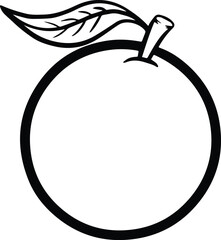  Orange fruit outline coloring book page and digital line art