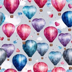 Valentin day concept poster. Paper hearts, clouds, blue romantic background. Cute love sale banner, voucher template, greeting card. Place for text.