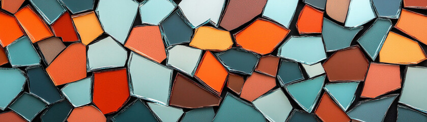 Fototapeta premium Abstract mosaic pattern with colorful tiles creating a vibrant and harmonious design.
