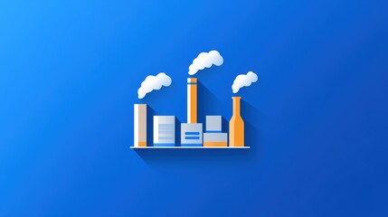 Fototapeta premium Smoke billows from an industrial factory, a glimpse into manufacturing emissions and environmental impact