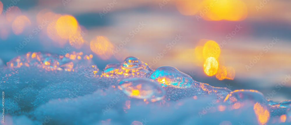 Poster exploring the beauty of light refraction through ice and colorful prisms