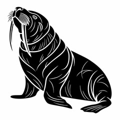 Walrus vector silhouette black design white background