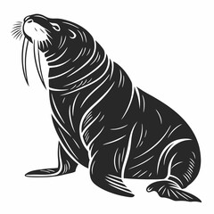 Walrus vector silhouette black design white background