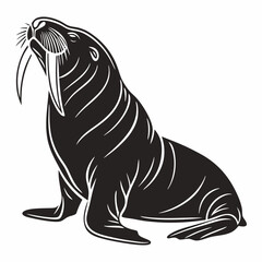Walrus vector silhouette black design white background