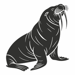 Walrus vector silhouette black design white background