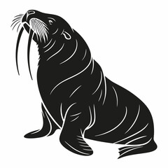Walrus vector silhouette black design white background