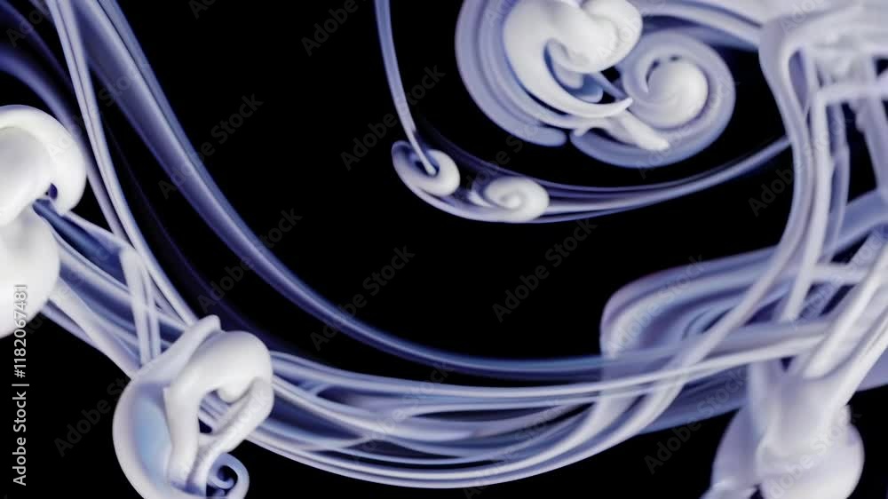 Poster swirling patterns of white and blue create mesmerizing visuals in an abstract display