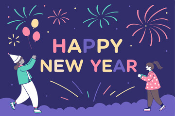 Happy New Year Card Illustration.