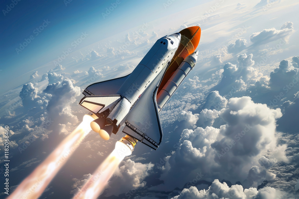 Wall mural rocket launch into space. generative ai