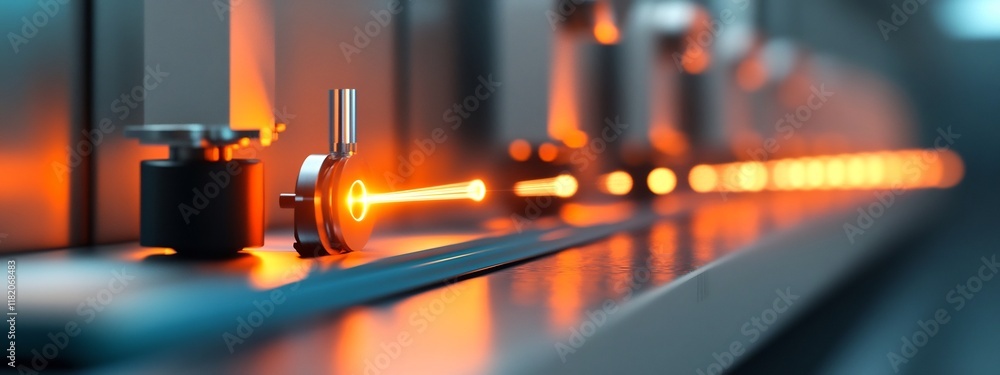 Poster laser interferometer meticulously measuring the frequency and characteristics of light waves using a