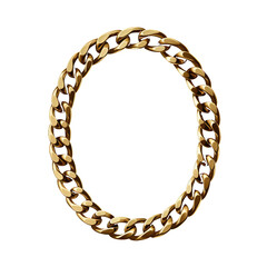 Obraz premium Gold chain link circle isolated PNG with Transparent Background