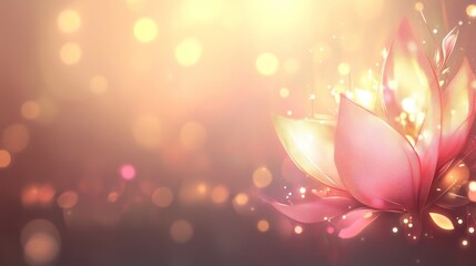 Glowing Pink Lotus Flower in Soft Bokeh Background