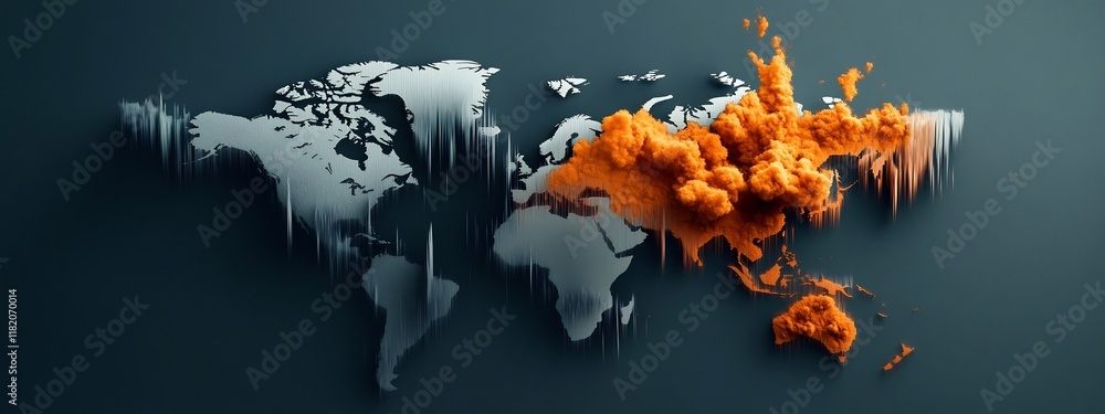 Aufkleber a illustrated graphic map displaying the global distribution and frequency of earthquakes around the