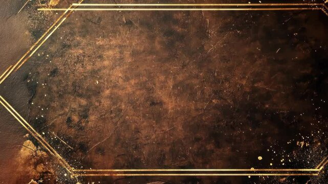 Worn leather texture with ornate golden borders and distressed surface details in rich earthy tones
