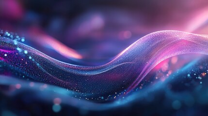 Vibrant Abstract Waves in Pink and Blue with Soft Bokeh Highlights, Capturing the Essence of Fluidity and Connectivity for Business Concepts.
