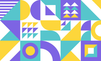 Geometric mural abstract pattern in colorful trendy style. Mosaic shapes for wall decoration, wallpaper, banners, posters and prints. Vector illustration