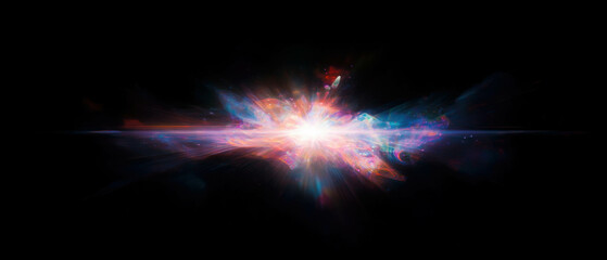 Fototapeta premium Vibrant magic aura radiating against a black background creates a powerful energy