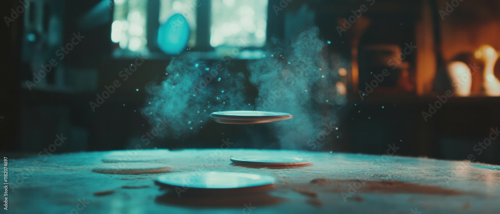 Fototapete floating objects create a sense of wonder in a mystical setting with magical levitation