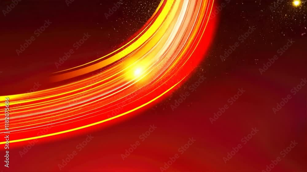 Poster vibrant abstract light trails in red and orange create glowing dynamic visuals, evoking energy and m