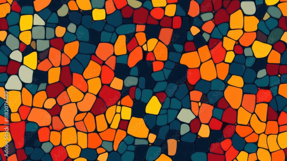 Poster colorful abstract mosaic patterns digital art irregular shapes vibrant environment close-up view con