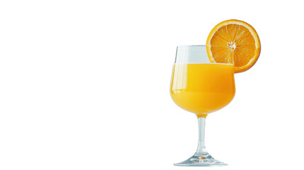 Refreshing Orange Juice in a Clear Glass with a Fresh Orange Slice Garnish on a Bright Background Perfect for Breakfast or Summer Refreshment