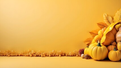 Thanksgiving Day Parade  banner with empty space Without Text, Yellow Luxury background