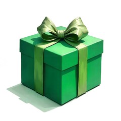 Obraz premium Green Gift Box with Ribbon Present Surprise Celebration Holiday