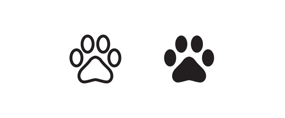 Fototapeta premium paw print icon, Cat pawprint. Animal tracks logo. Animal footprint icons button, vector, sign, symbol, logo, illustration, editable stroke, flat design style isolated on white linear pictogram