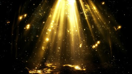 Golden Forest Light Rays, Magical Sparkle Dust