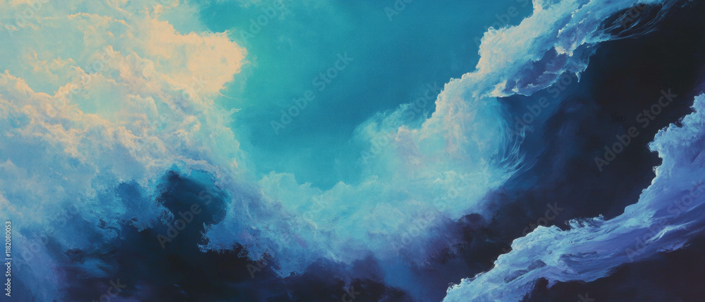 Poster powerful ocean waves crashing against the shore create a dynamic coastal landscape