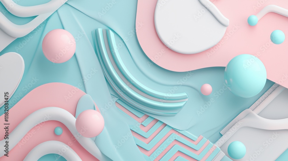 Poster abstract fluid shapes design soft lavender and sky blue tones modern aesthetics minimalist patterns 