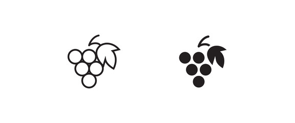 Fototapeta premium Grape Icon Food Fruits, bunches of grapes icons editable stroke, flat design style isolated on white