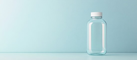 Clear saline solution bottle placed on a soft teal background highlighting medical supplies for hydration and intravenous therapy.