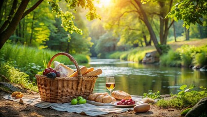 Serene River Picnic: Gourmet Lunch by Peaceful Woodland Stream