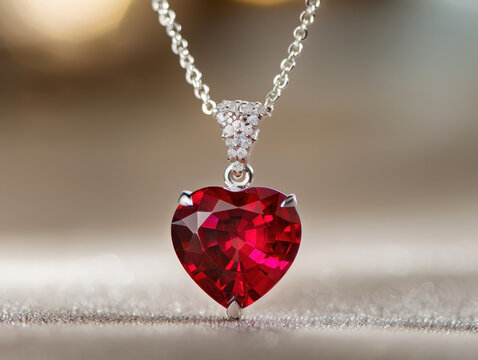 Elegant ruby heart pendant with sparkling details, perfect for special occasions