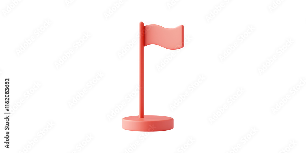 Poster red flag icon on stand isolated on transparent background