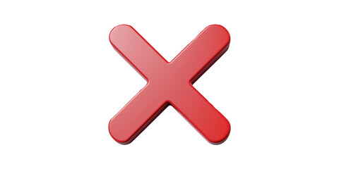 Obraz premium Red cross mark symbol isolated on transparent background