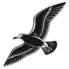 Seagull vector silhouette black design white background