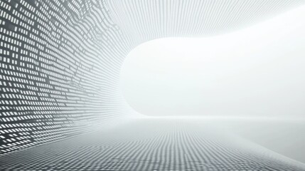 Abstract Digital Binary Code Flowing Data Layout in Soft White Tones with Gradients and Flowing Patterns Illustrating Technology and Business Concepts