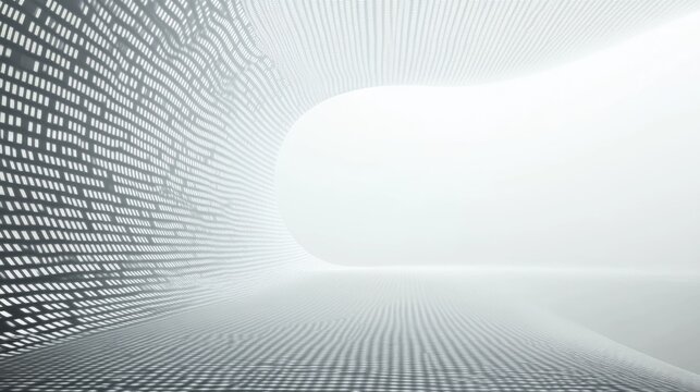 Abstract Digital Binary Code Flowing Data Layout in Soft White Tones with Gradients and Flowing Patterns Illustrating Technology and Business Concepts