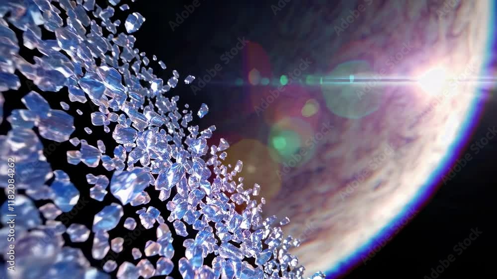 Poster Exploring the beauty of crystal formations and light reflections in a cosmic space environment