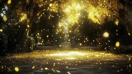 Golden Leaves Falling, Magical Autumn Path