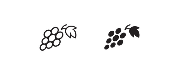 Fototapeta premium Grape Icon Food Fruits, bunches of grapes icons editable stroke, flat design style isolated on white